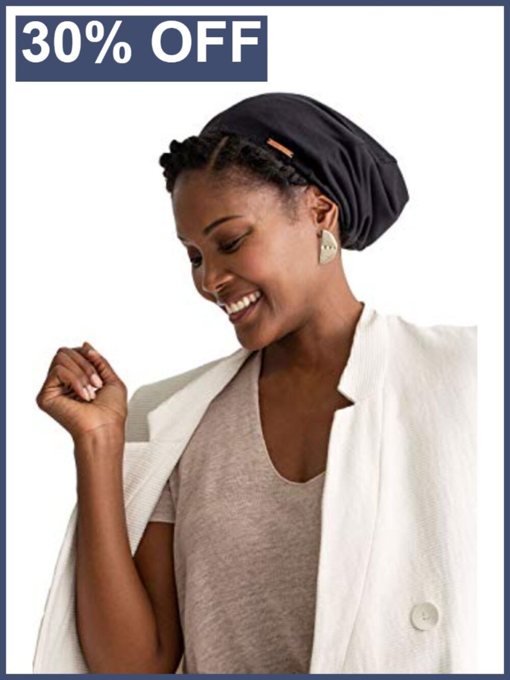 Satin Lined Sleep Cap Adjustable Beanie for Hair Protection